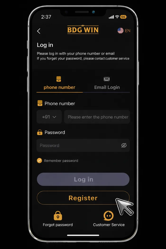 6 Club login screen with phone number and password fields