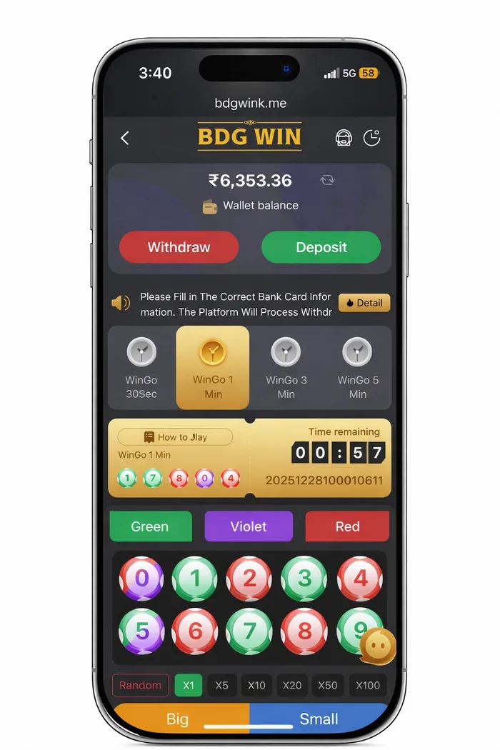 6 Club Win Go round in progress with a live countdown and number grid