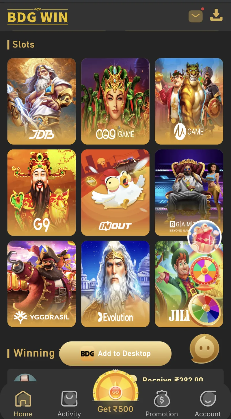 6 Club slots screen showing titles from multiple game studios grouped for browsing