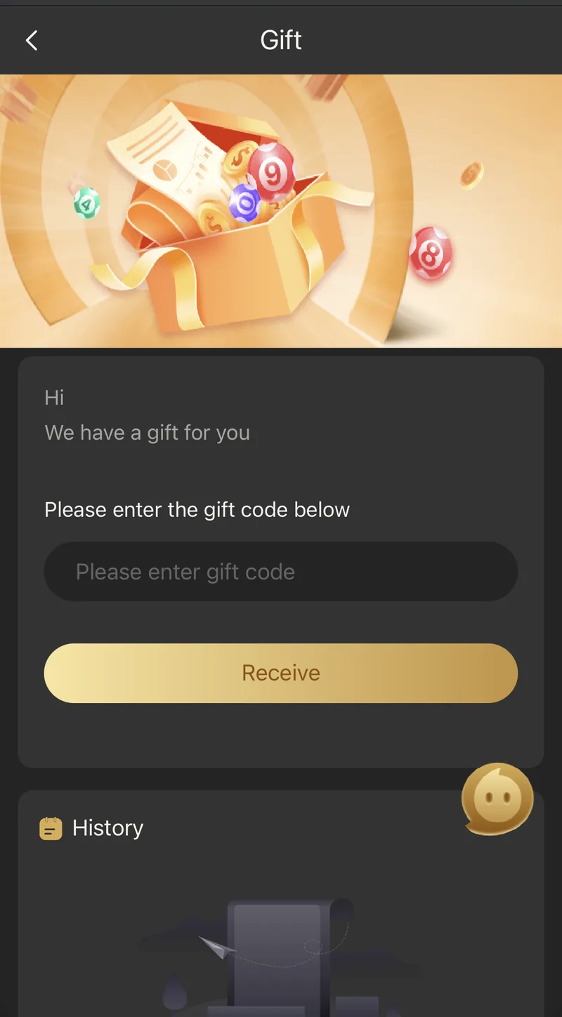 6 Club gift code redemption screen